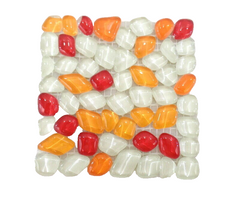 BORDÜRE Glasmosaik Roma Polygonal Soft Glas Orange Rot milchig 1 x Quadrat glatt