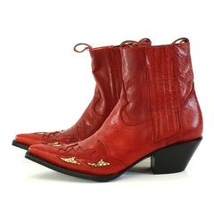 Westernstiefel 39 Rot Short Rojo Natural Rot Applikationen Leder spitz Go West