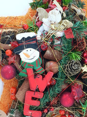 Adventsstern Tür Wand Kranz künstlich 35 cm Sisal Stern Orange Rot Gold Natur