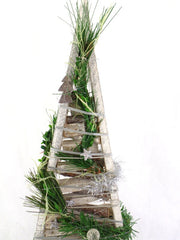 Holz Tannenbaum Weiß künstliche Accessoires silberfarbene Sterne Deko Weihnacht