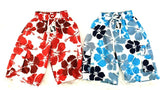 Badehosen Kinder 3 für 2 Badeshorts 128 - 140 Hibiskus Shorts geblümt Kinder