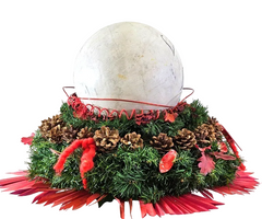 CASA - POADOR Grabschmuck Exoten Mix Rot Natur Kugel Allerheiligen Totensonntag