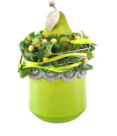 CASA - POADOR GESTECK Seide Grün Birne groß Kunstblumen Keramikgefäß rund 26 cm H Dekoration