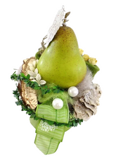 CASA - POADOR GESTECK Seide Grün Birne Kunstblumen Keramikgefäß rund 13 cm Deko