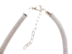 HALSKETTE aus Drahtgeflecht mit Anhänger & Straßstein Neu