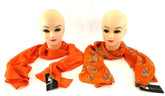 Schals Tücher Set 2 Stück Orange Uni Tigerkopf 100 % Polyester