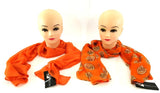 Schals Tücher Set 2 Stück Orange Uni Tigerkopf 100 % Polyester