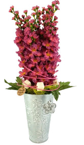 CASA - POADOR GESTECK KUNSTBLUME Rosa Blüten Metallgefäß 25 cm Hoch Dekoration