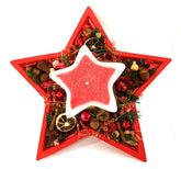 Adventsgesteck Weihnachten Tischschmuck Sternteller Kugeln Anis Zimt Kerze