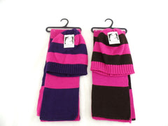 2 er Set Schal & Mütze Pink Lila Pink Braun gestreift Varianten