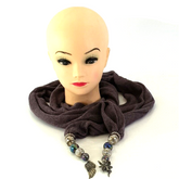 Schal Tuch Lila / Flieder Schmuck Anhänger Kugeln Engelflügel Elfe