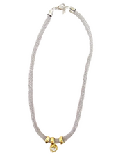 HALSKETTE aus Drahtgeflecht mit Anhänger & Straßstein Neu