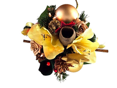 Weihnachtsstrauß Amaryllis creme rot künstlich Lichterkette Sterne Kugeln 8056