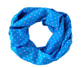 SCHAL RUNDSCHAL LOOP hellblau mit Rosa Punkten Loop Wickelschal 100% Polyester