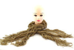 Schal Strick - Häckelschal Beige Länge 170 x 25 cm 100 % Acrylic Antonio Rüschen