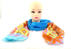 Schal Tuch Bunt Hellblau transparent 100 x 60 cm 100 % Polyester Rauten