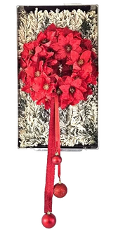 WANDBILD WEIHNACHTSSTERN Wand Deko Zink Schale mit künstlichen roten Weihnachtsternen