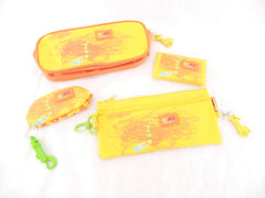 Schüleretui Stifteetui 4 tlg Schlüsseletui Geldbörse Unbefüllt Gelb Orange Kika