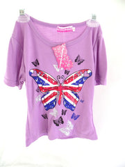 Mädchen T-Shirt Lila Größe 8 Kinder kurzarm Shirt Schmetterling