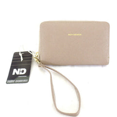 Geldbörse Portmonaie Wallet Taupe Etui New Design Querformat Fee Anhänger