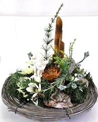 Casa-Poador Grabgesteck Weiß Naturdeko Künstliche Blumen Engel Gedenken Friedhof