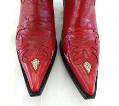 Westernstiefel 39 Rot Short Rojo Natural Rot Applikationen Leder spitz Go West