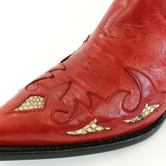 Westernstiefel 39 Rot Short Rojo Natural Rot Applikationen Leder spitz Go West