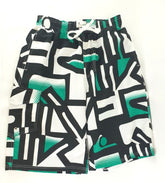 Badehose Badeshorts M Beach Wear E & F Shorts Schwarz Grün gemustert Bermuda