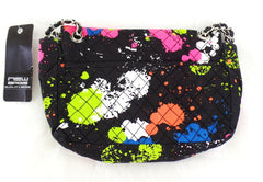 Umhängetasche Schwarz mit Fleckenmuster Schultertasche New Design Stoff