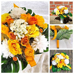 Casa-Poador Strauß Kunstblumen Rosen Grabstrauß Geschenk künstliche Blumen