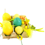 OSTER EIER KERZEN 3 er Set Wabe Gelb Türkis Eierkerzen Ostern Deko Geschenk