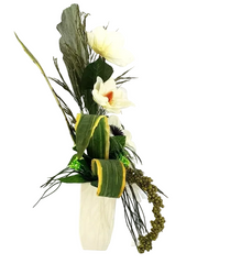 CASA - POADOR STRAUß Weiß Creme Magnolie stufig Sanseverie Kunstblumen 70 cm