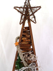 Holz Tannenbaum Braun künstliche Accessoires Sterne Kugel Blätter Dekoration