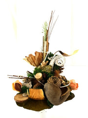 Grabschmuck Exoten Weiß Grün Sisalherz Natur Zapfen Budda Strauß künstlich Fried