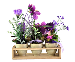 Casa-Poador Künstliches Gesteck Kunstblume Lila in Holzkästchen Blume Geschenk