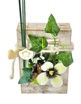 Casa - Poador Holz Bilderrahmen Vintage Shabby Weiß Kunstblumen Geschenk Deko