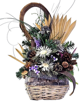 Casa-Poador Grabschmuck Grabgesteck Blau Weiß Wachsrose Kunstblumen Friedhof