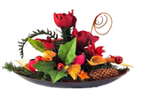 CASA - POADOR WEIHNACHTSGESTECK Schale rot orange Amaryllis W-Sterne künstlich Deko