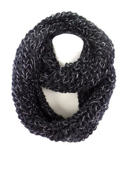 Schal Rundschal Schwarz Loop Wickelschal silberfarbige Fäden gestrickt dick Top