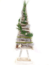 Holz Tannenbaum Weiß künstliche Accessoires silberfarbene Sterne Deko Weihnacht