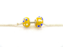 Armband Beadsarmband 20 cm Clipverschluß 2 gelbe Glasperlen ohne Innengewinde