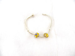 Armband Beadsarmband 20 cm Clipverschluß 2 gelbe Glasperlen ohne Innengewinde