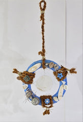 Casa-Poador kleiner Türkranz Wand Kranz Blau Weiß Natur Muscheln 30 D