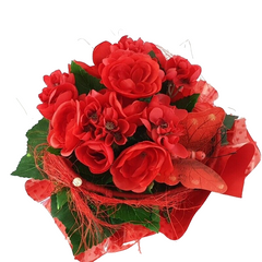 Begonie 20 cm rot im Topf Kunstpflanzen künstliche Pflanze Kunstblumen Geschenk