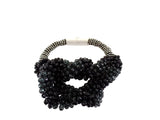 ARMBAND Modeschmuck Magnetverschluß Schwarze Perlen Knoten Fashion Jewelry