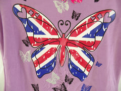 Mädchen T-Shirt Lila Größe 10 Kinder kurzarm Shirt Schmetterling