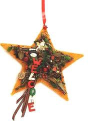 Adventsstern Tür Wand Kranz künstlich 35 cm Sisal Stern Orange Rot Gold Natur