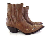 Westernstiefel 39 Braun Short Tan Natural Applikationen Leder spitz Pistolero
