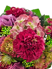 Strauß künstlich Rosa Pink Grün Kunstblumen 30 cm Lang 30 D rund