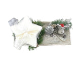 CASA - POADOR ADVENTSGESTECK Weihnachten Tischschmuck Kerze Weiß Grau Silber Elchfigur